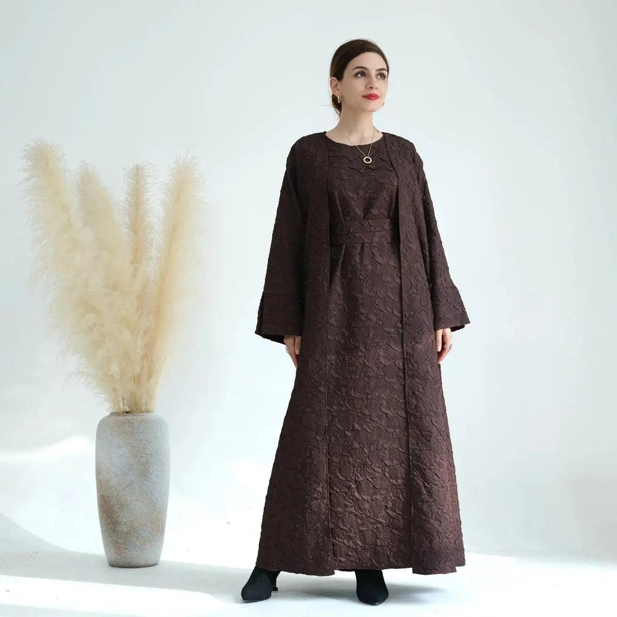 MOA025 Winter Jacquard Pocket Abaya - Mariam's Collection
