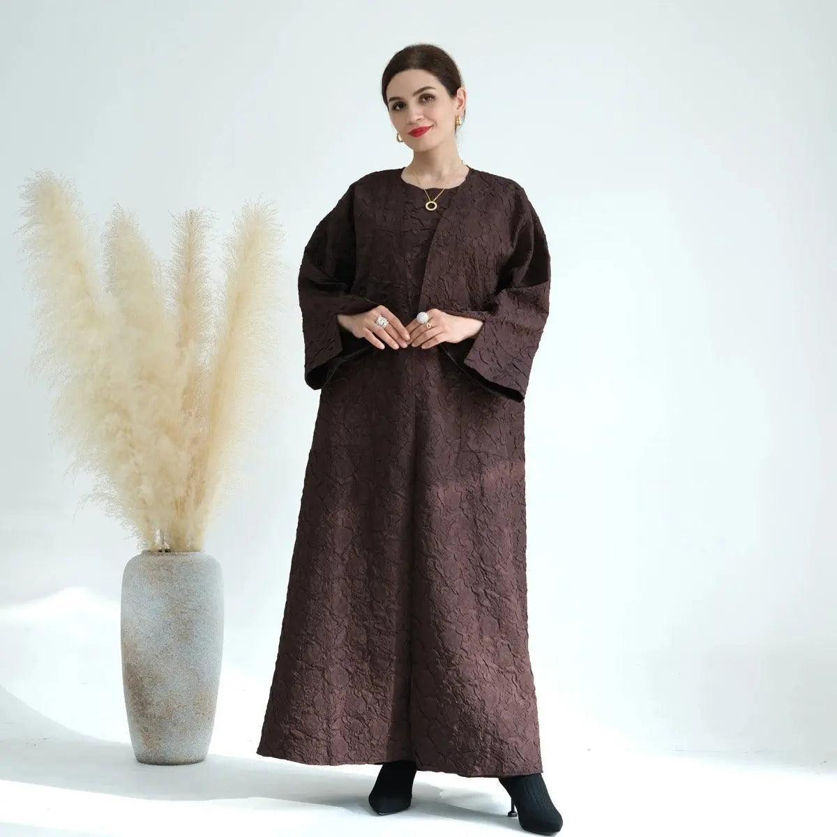 MOA025 Winter Jacquard Pocket Abaya - Mariam's Collection