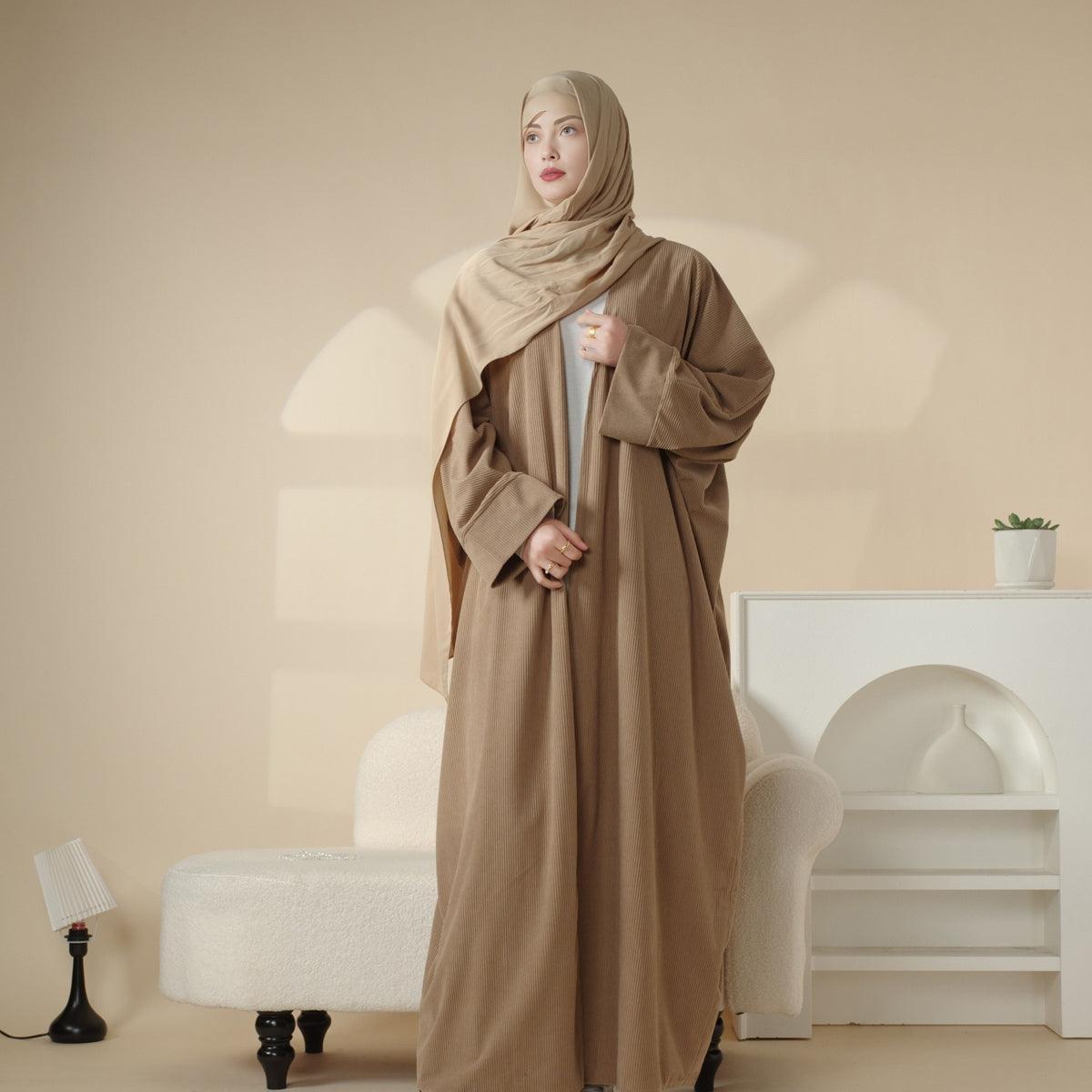 MOA028 Corduroy Cardigan Open Abaya Mariam s Collection