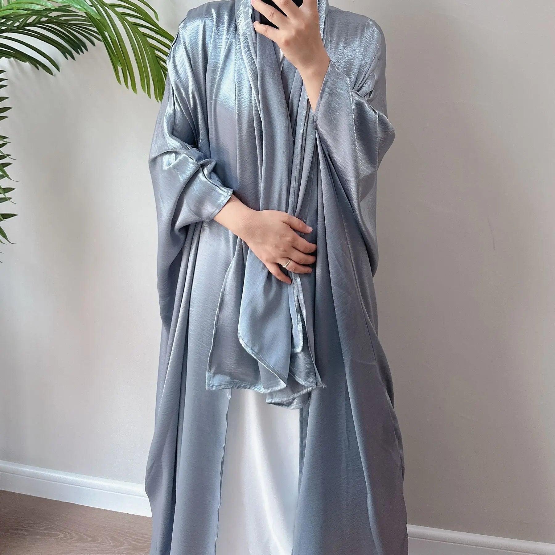 MOA032 Rayon Oversize Open Abaya With Match Hijab - Mariam's Collection