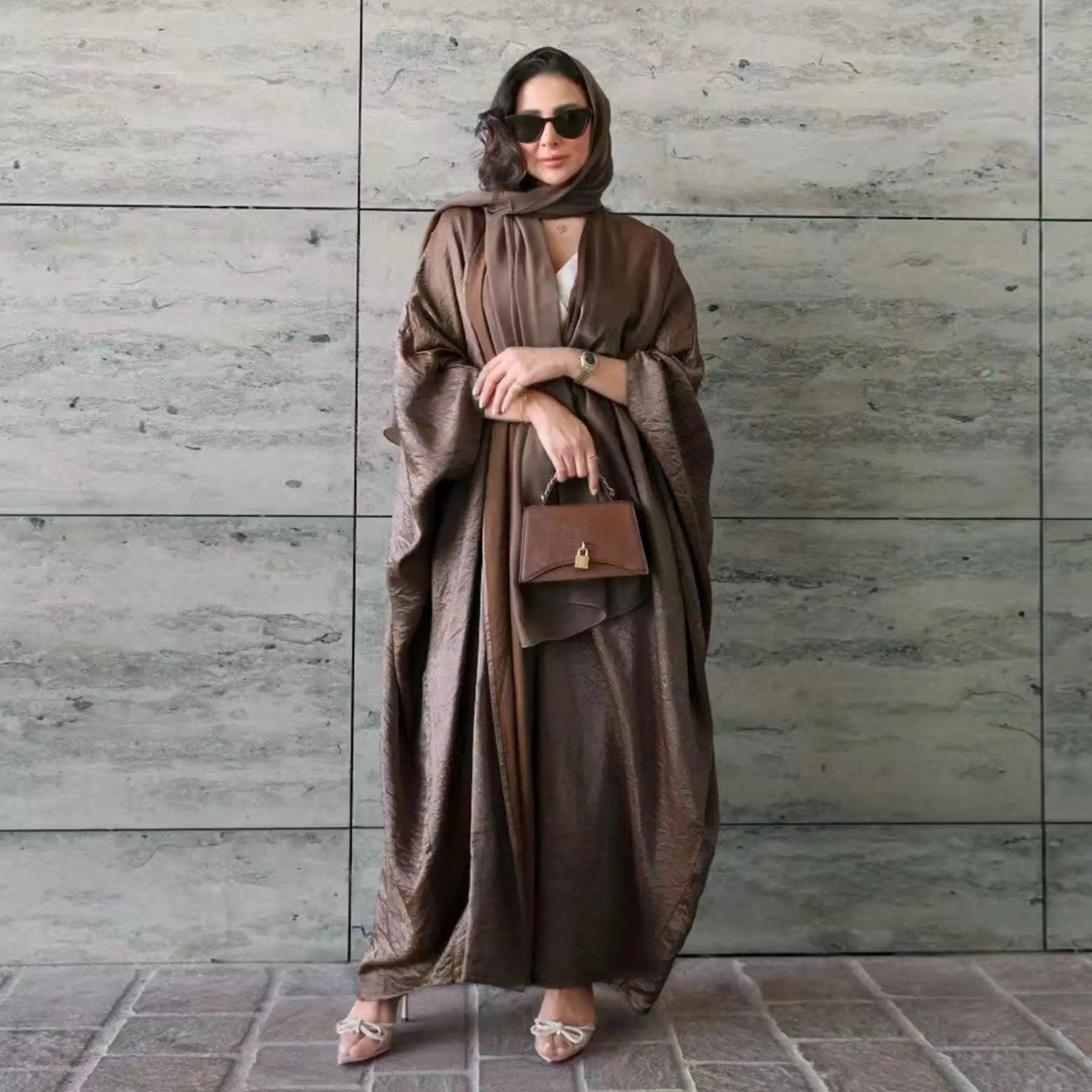 MOA032 Rayon Oversize Open Abaya With Match Hijab - Mariam's Collection