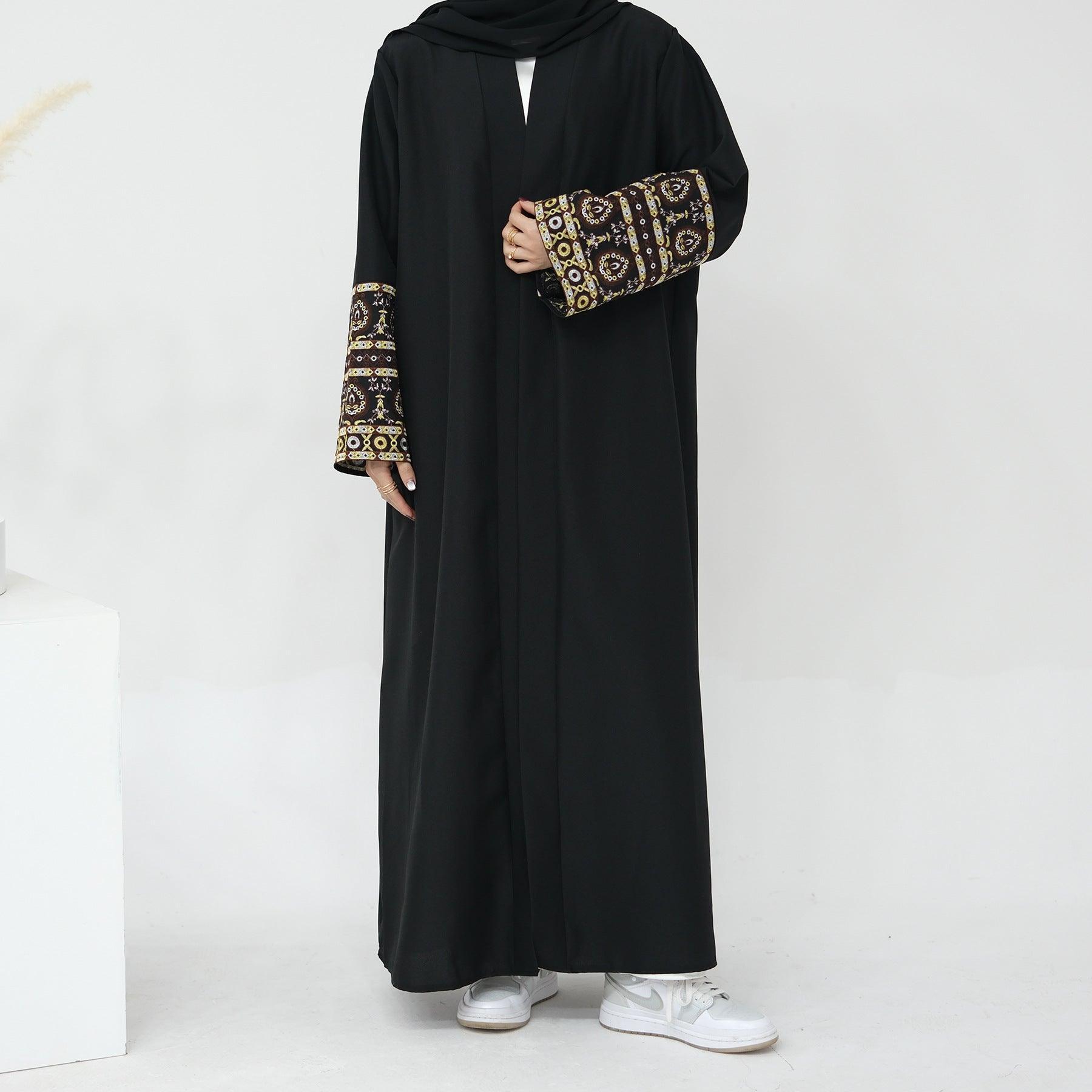 MOA039 Exquisite Embroidery Open Abaya With Chiffon Hijab Set - Mariam's Collection