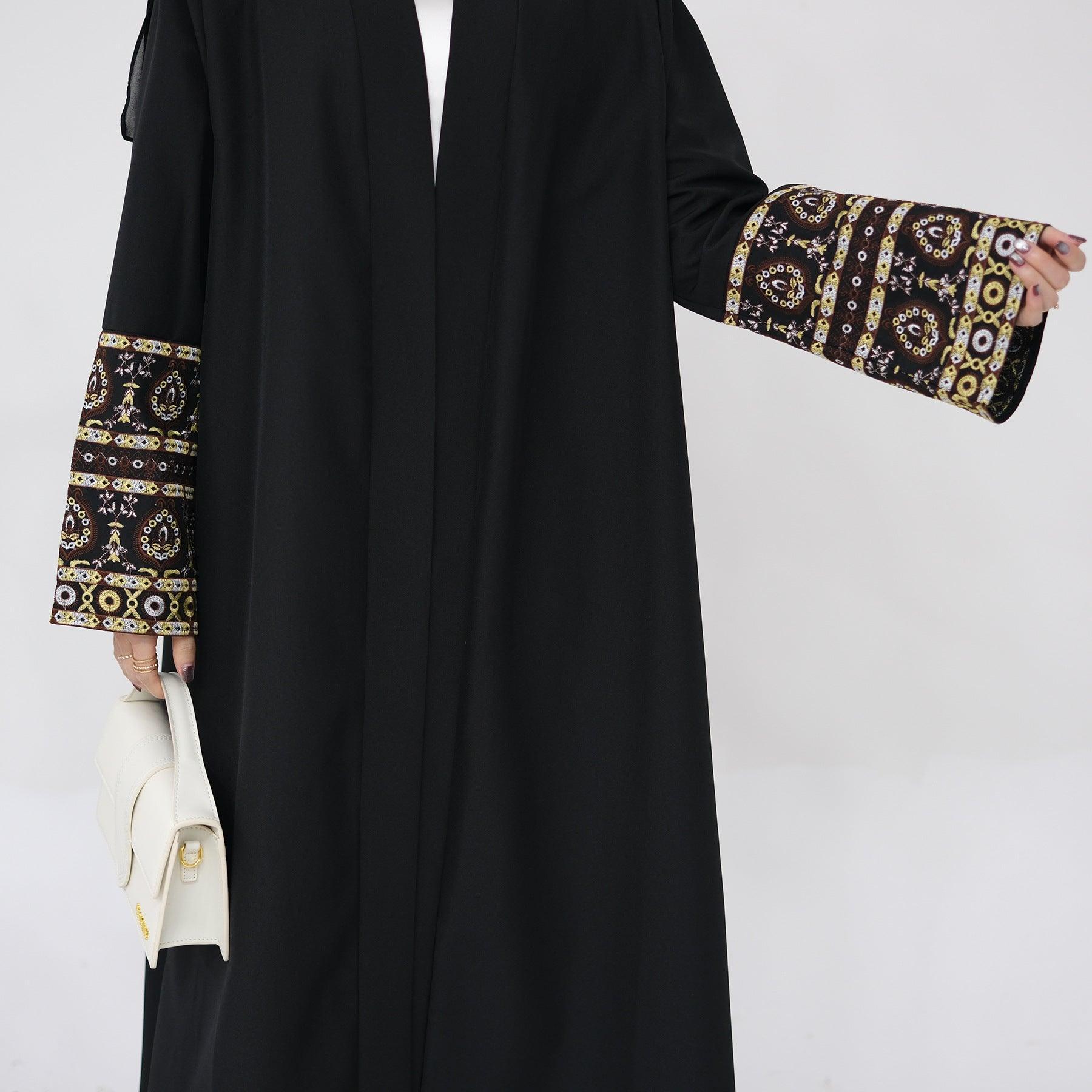 MOA039 Exquisite Embroidery Open Abaya With Chiffon Hijab Set - Mariam's Collection