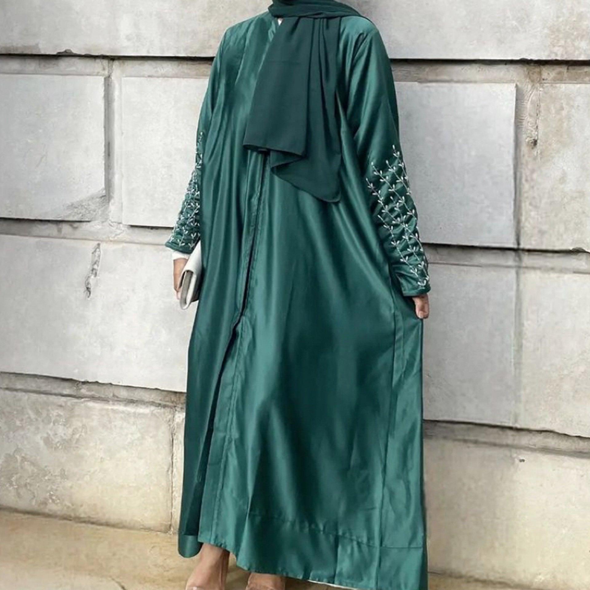 MOA054 Party Solid Colour Handmade Beaded Abaya Set 2-Piece - Mariam's Collection