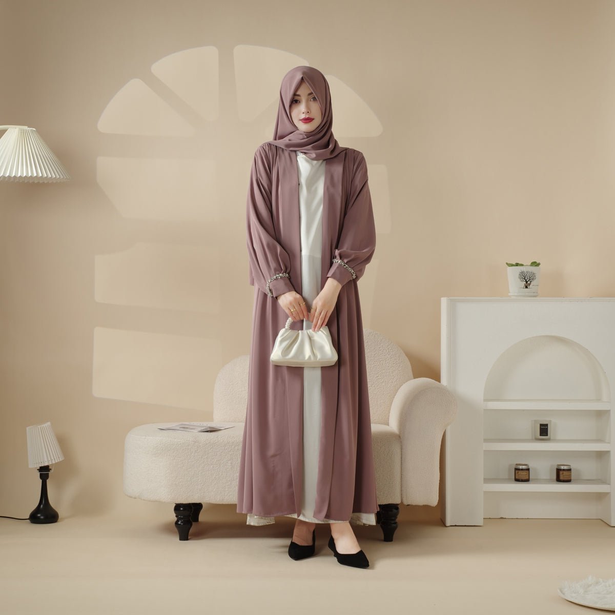 MOA061 Western Style Cardigan Abaya - Mariam's Collection