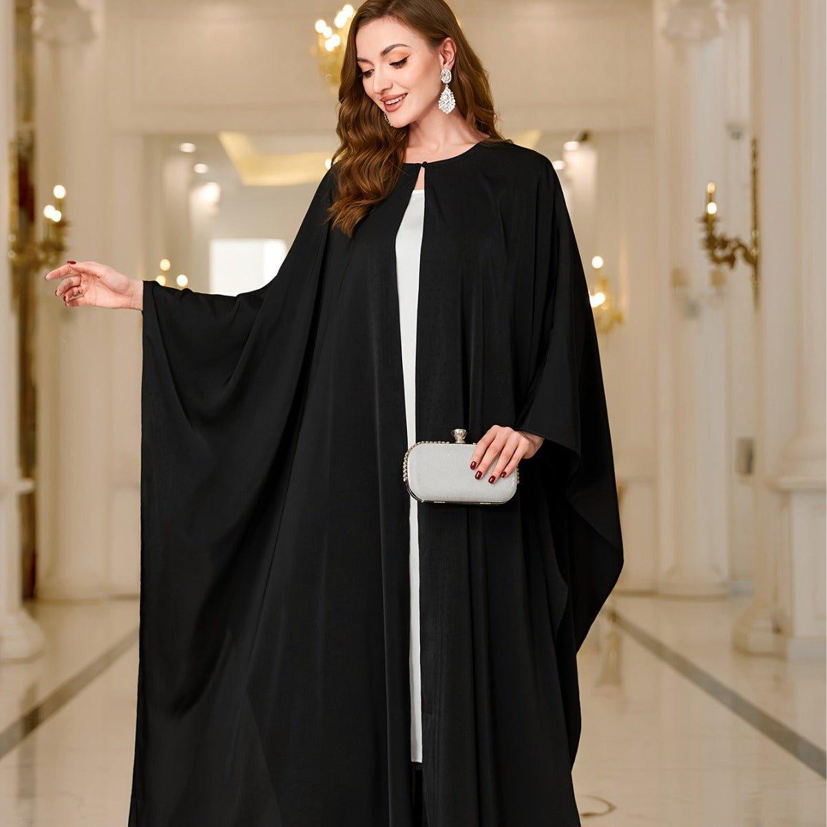 MOA068 Round Neck Cape Open Abaya - Mariam's Collection