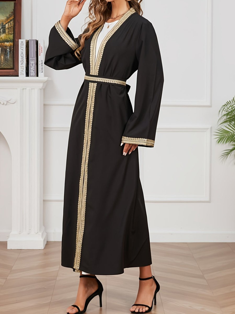 MOA073 Lace Stitched Trimmed Abaya - Mariam's Collection