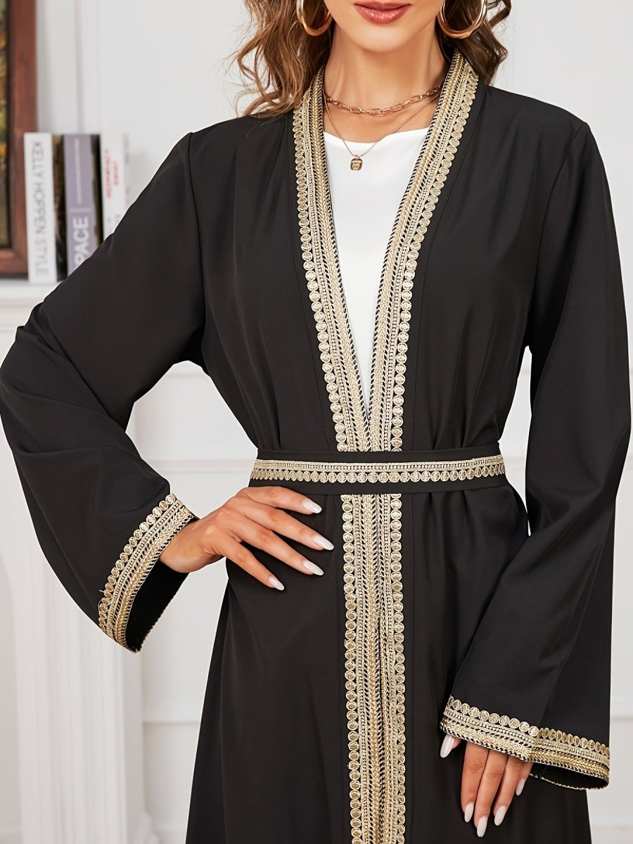 MOA073 Lace Stitched Trimmed Abaya - Mariam's Collection