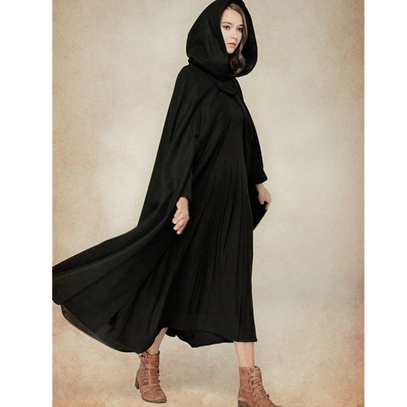 MOA088 Hooded Shawl Extended Cape Coat - Mariam's Collection