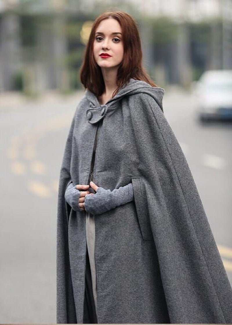 MOA088 Hooded Shawl Extended Cape Coat - Mariam's Collection