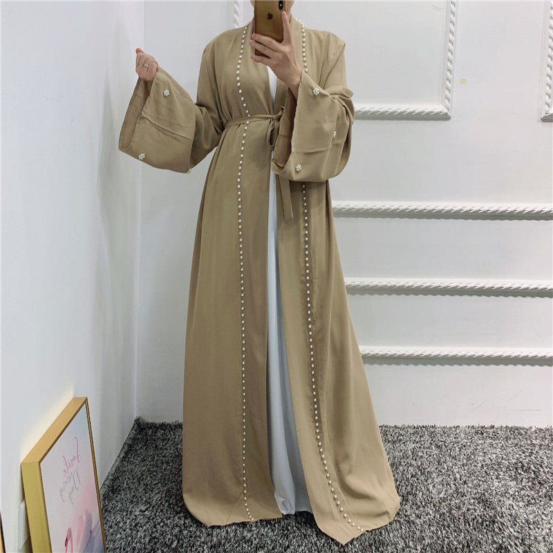 MOA090 Elegant Temperament Beaded Open Abaya - Mariam's Collection