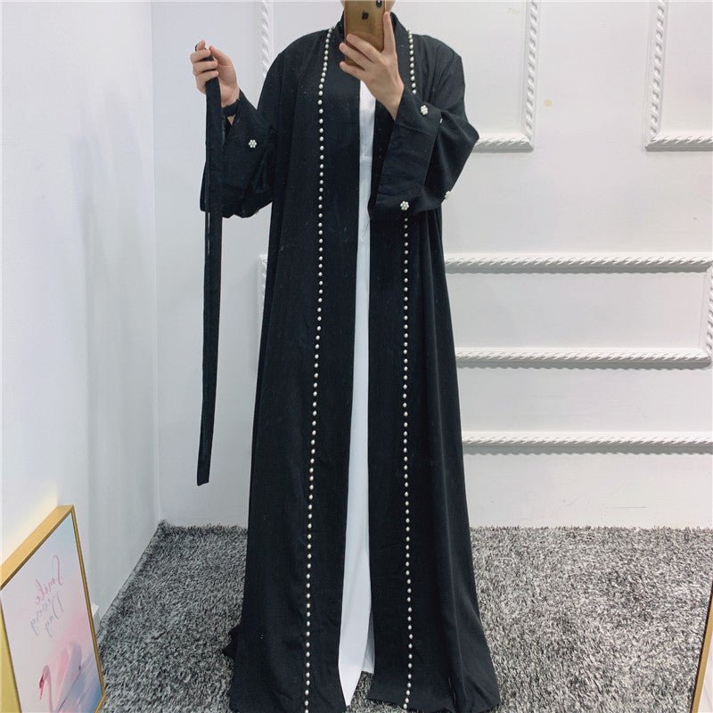 MOA090 Elegant Temperament Beaded Open Abaya - Mariam's Collection