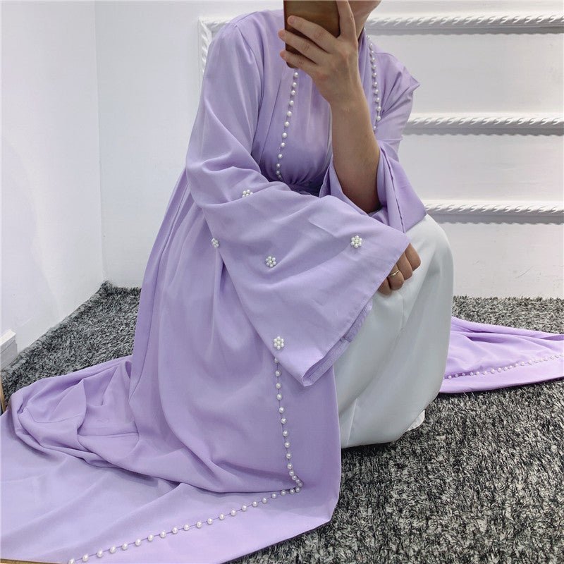 MOA090 Elegant Temperament Beaded Open Abaya - Mariam's Collection