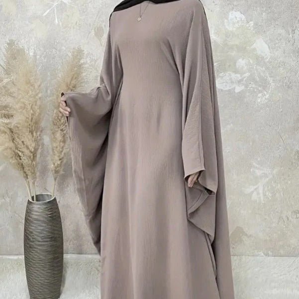 Modest Batwing Sleeve Loose Solid Color Maxi Abaya(MA172) - Mariam's Collection