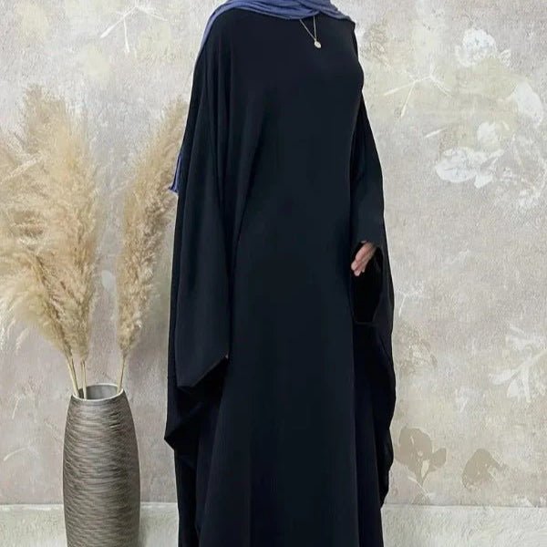 Modest Batwing Sleeve Loose Solid Color Maxi Abaya(MA172) - Mariam's Collection