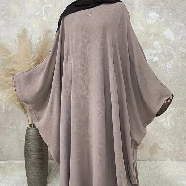 Modest Batwing Sleeve Loose Solid Color Maxi Abaya(MA172) - Mariam's Collection