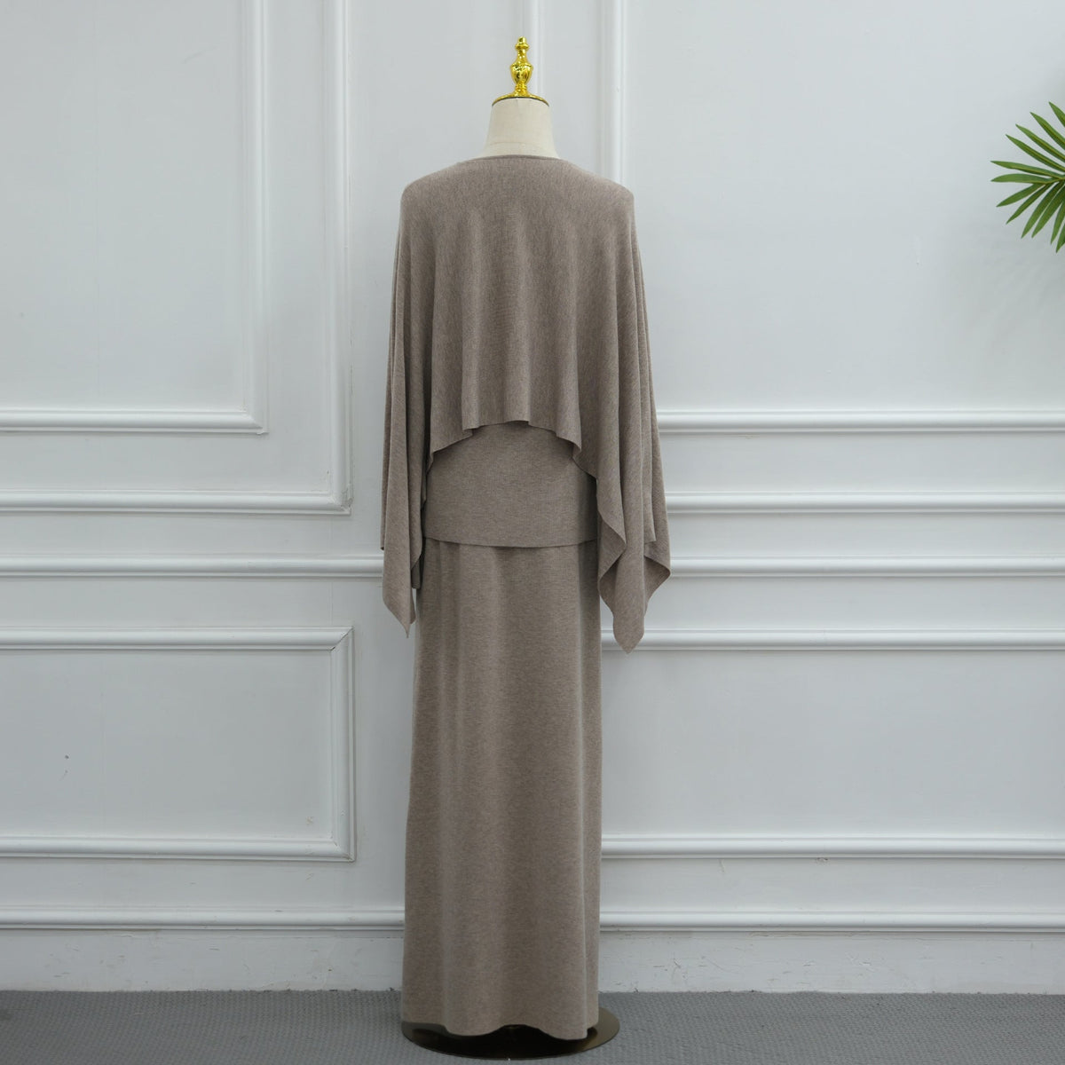 Modest Cape Knit Top & Maxi Skirt Set(MS537) - Mariam's Collection