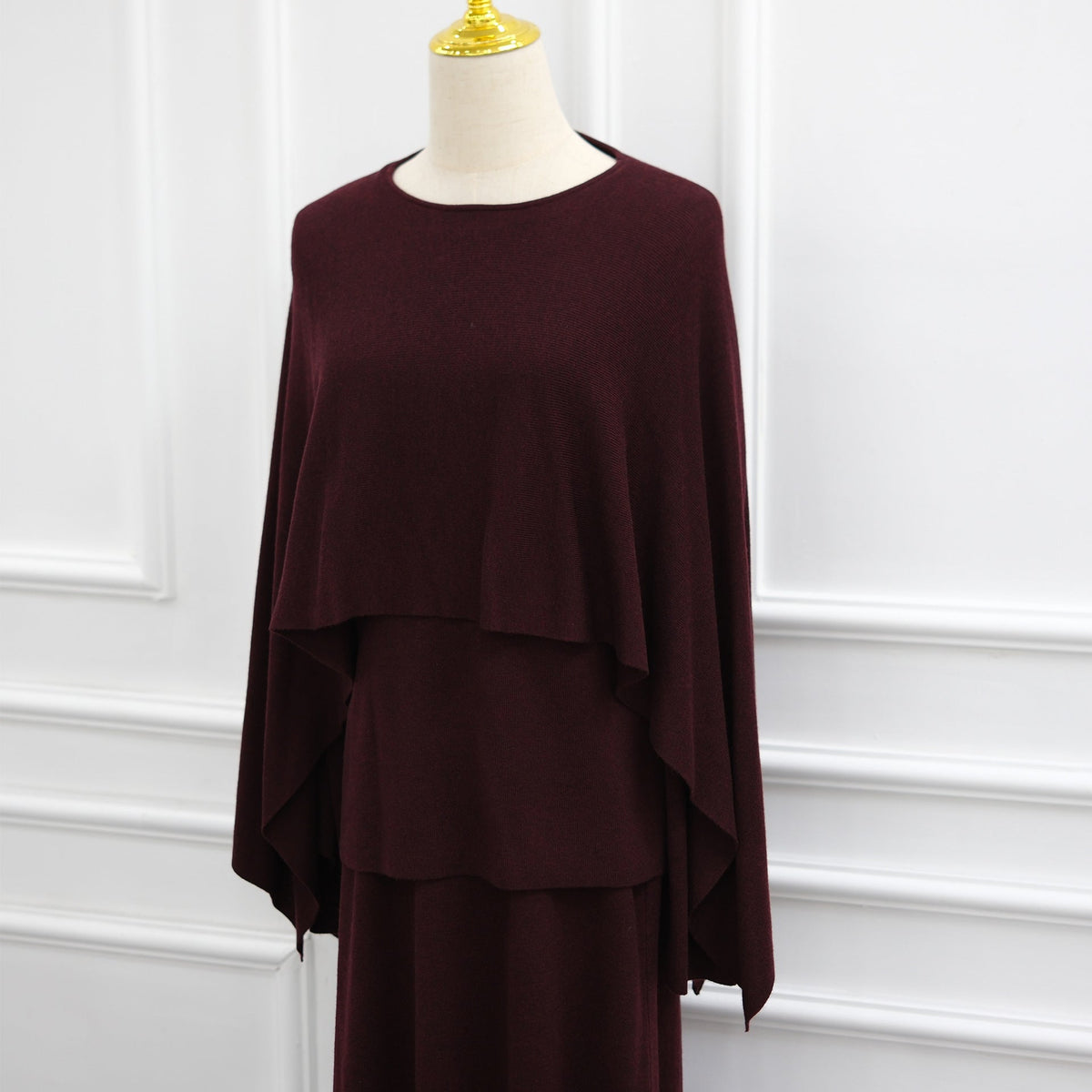 Modest Cape Knit Top & Maxi Skirt Set(MS537) - Mariam's Collection