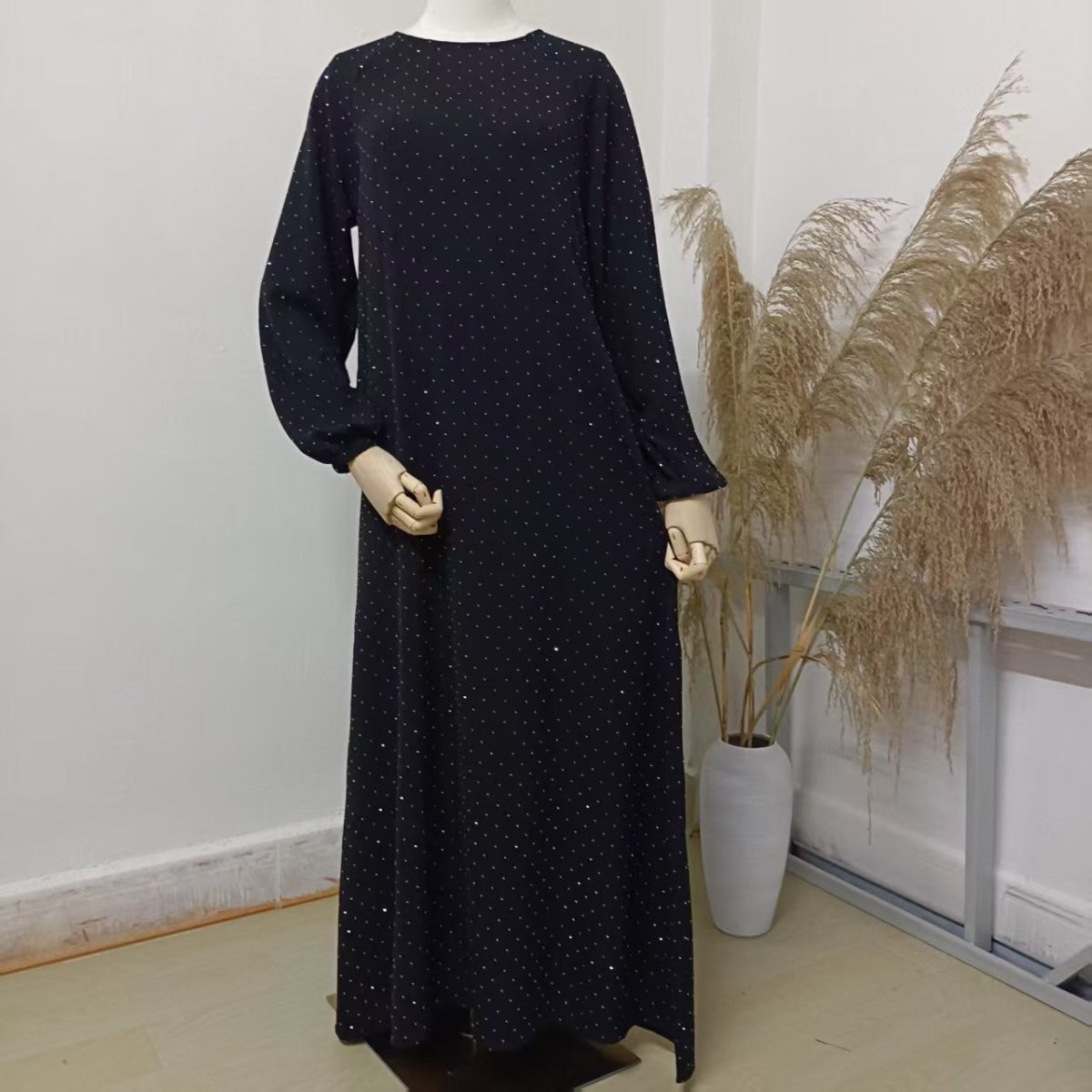 Modest Diamond Dot with Adjustable Belt Muslim Women Abaya.(MA158) - Mariam's Collection