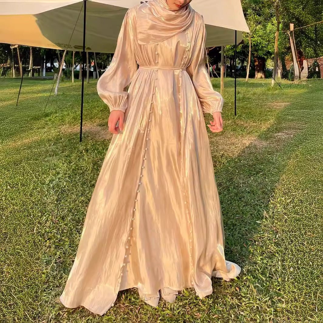 Modest Luxe Pearl - Embellished Streamer Evening Abaya Dress (MOA149) - Mariam's Collection