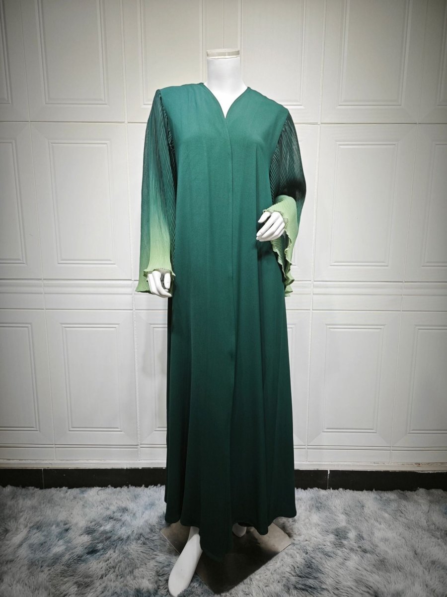 Modest Luxury Lumina Pleated Fan Sleeve Ombre Jacket Outerwear Abaya Cover - Up(MOA198) - Mariam's Collection