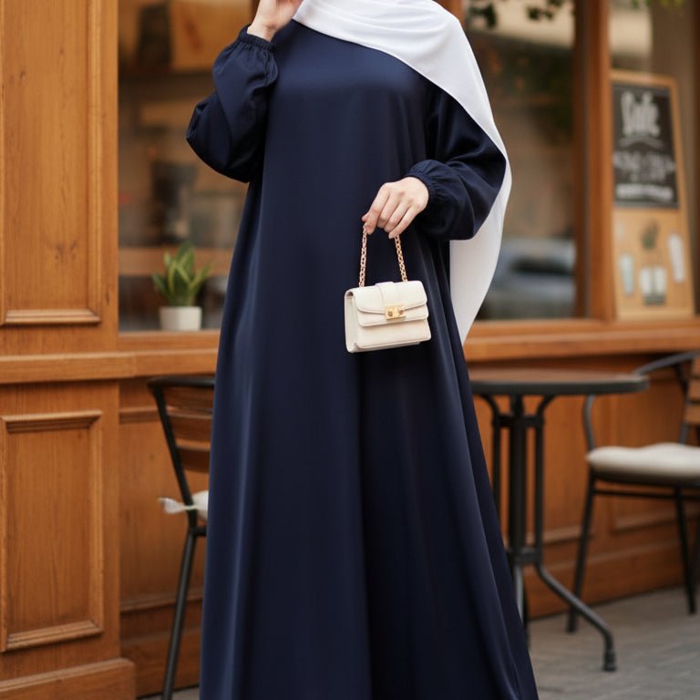 Modest Luxury Premium Satin Abaya | Umbrella Cut A - Line Abaya with Pockets (MA311) - Mariam's Collection