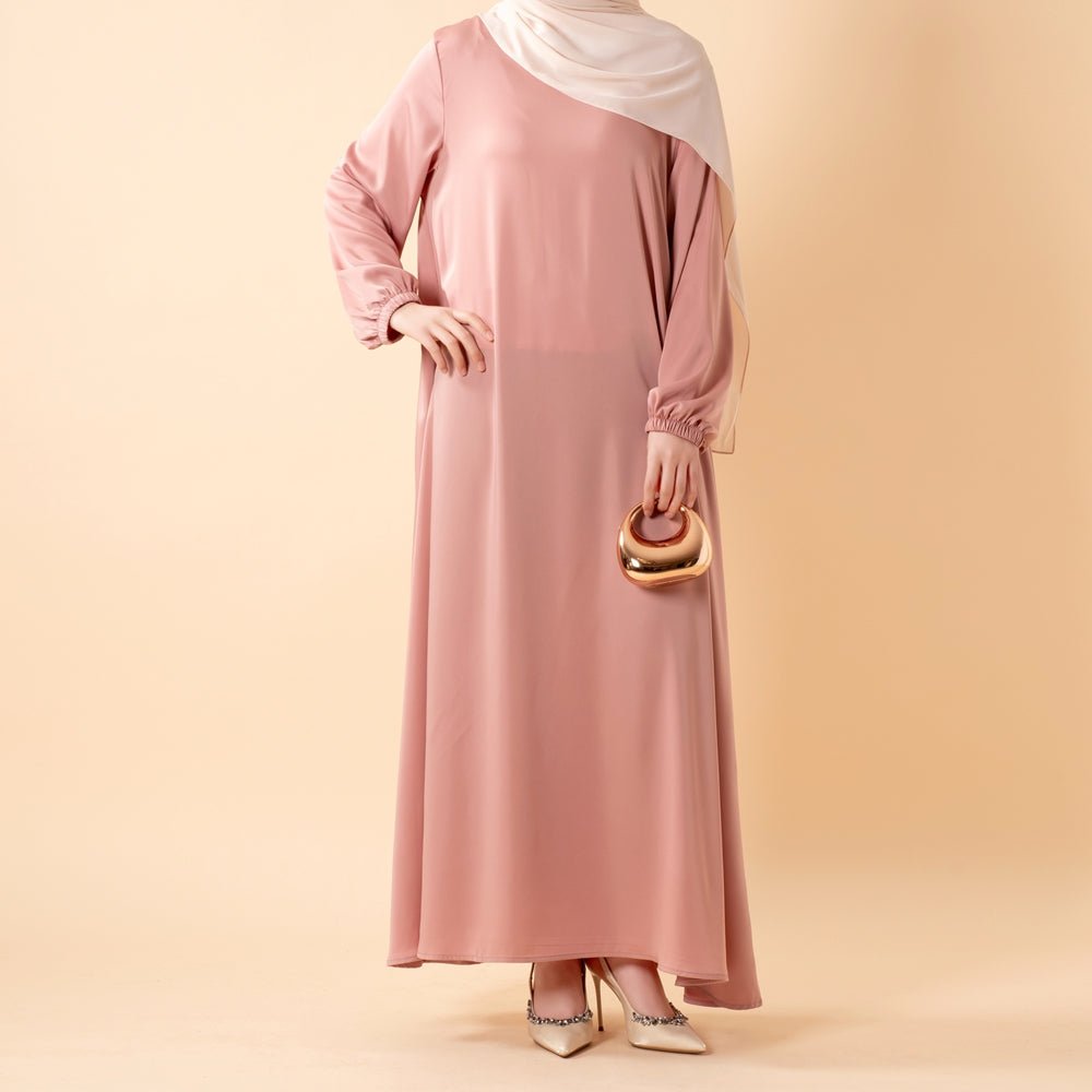 Modest Luxury Premium Satin Abaya | Umbrella Cut A - Line Abaya with Pockets (MA311) - Mariam's Collection