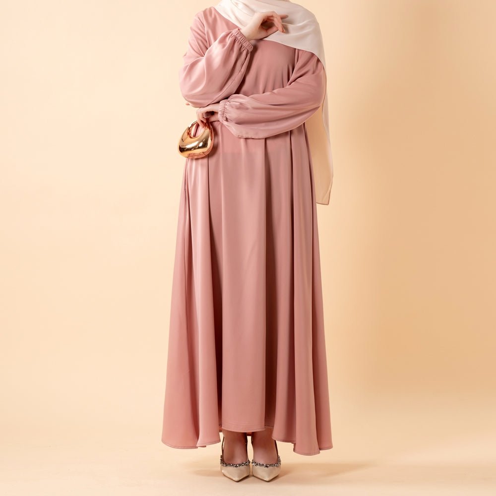 Modest Luxury Premium Satin Abaya | Umbrella Cut A - Line Abaya with Pockets (MA311) - Mariam's Collection