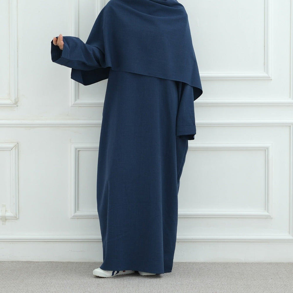 Modest Luxury Robe Dress Set | Premium Muslim Solid Color Two-Piece Ab