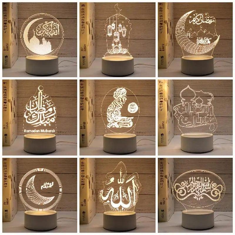 MR012 Ramadan 3D Led Night Light，USB 16 Color Change Remote Control Light - Mariam's Collection