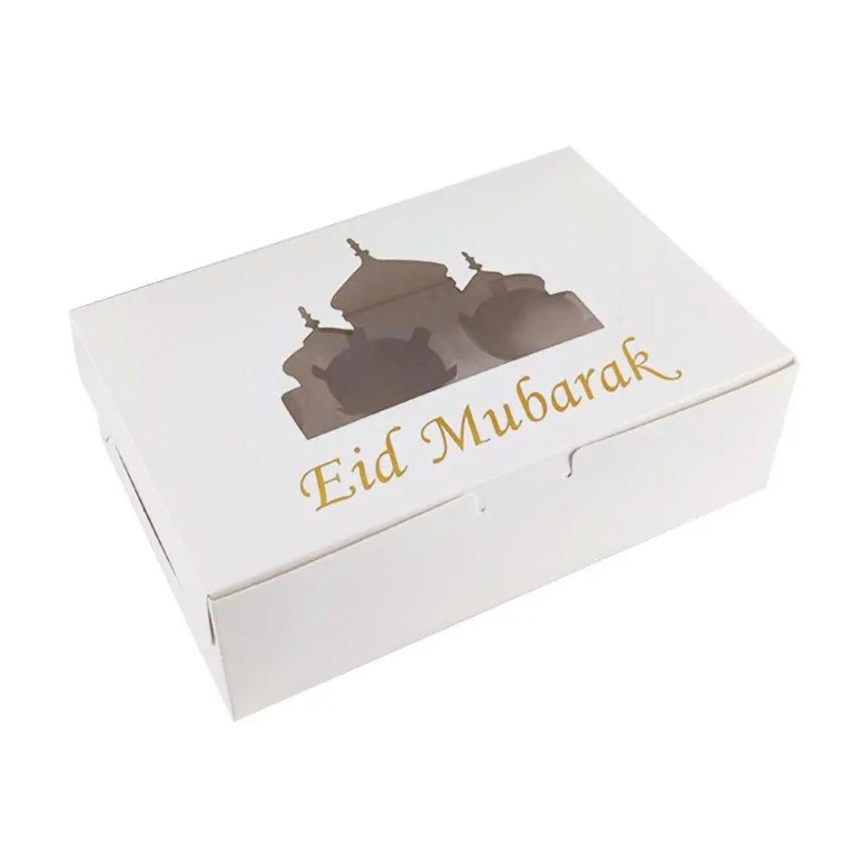 MR017 EID Mubarak Cupcake Box , Gift Box 6 holes - Mariam's Collection