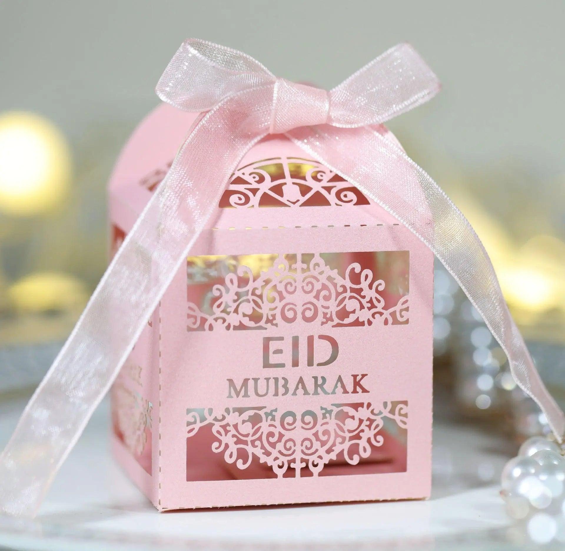 MR018 50 Pcs Happy Eid Mubarak Hollow Candy Box - Mariam's Collection