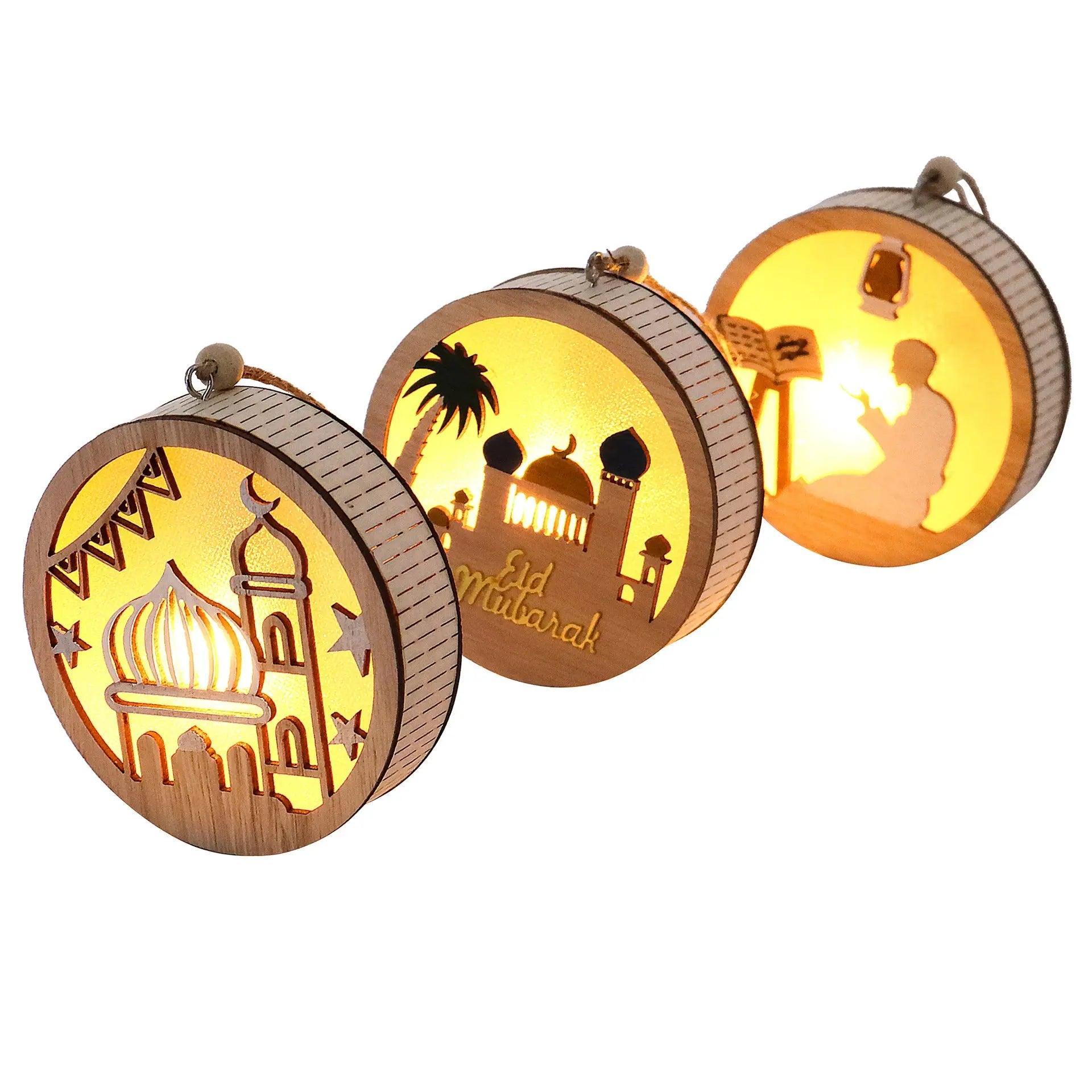 MR036 Eid Mubarak Wooden LED Luminous Pendant - Mariam's Collection