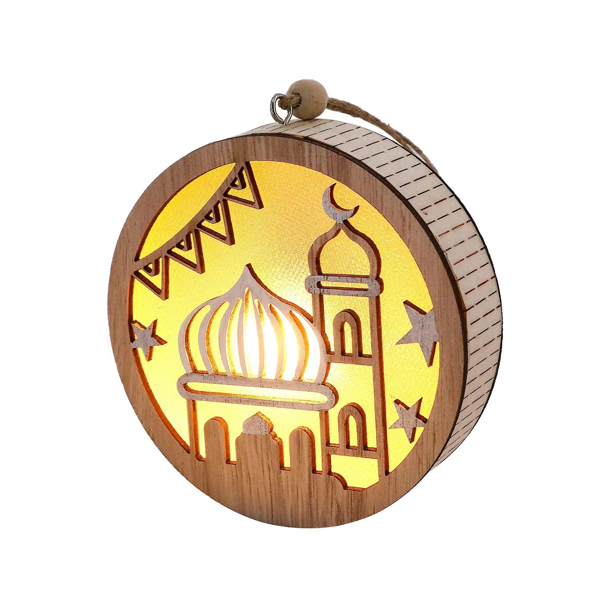 MR036 Eid Mubarak Wooden LED Luminous Pendant - Mariam's Collection