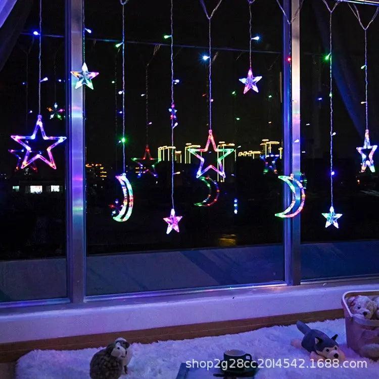 MR037 LED moon star curtain lamp, Ramadan Decoration LED - Mariam's Collection