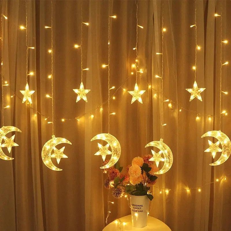 MR037 LED moon star curtain lamp, Ramadan Decoration LED - Mariam's Collection