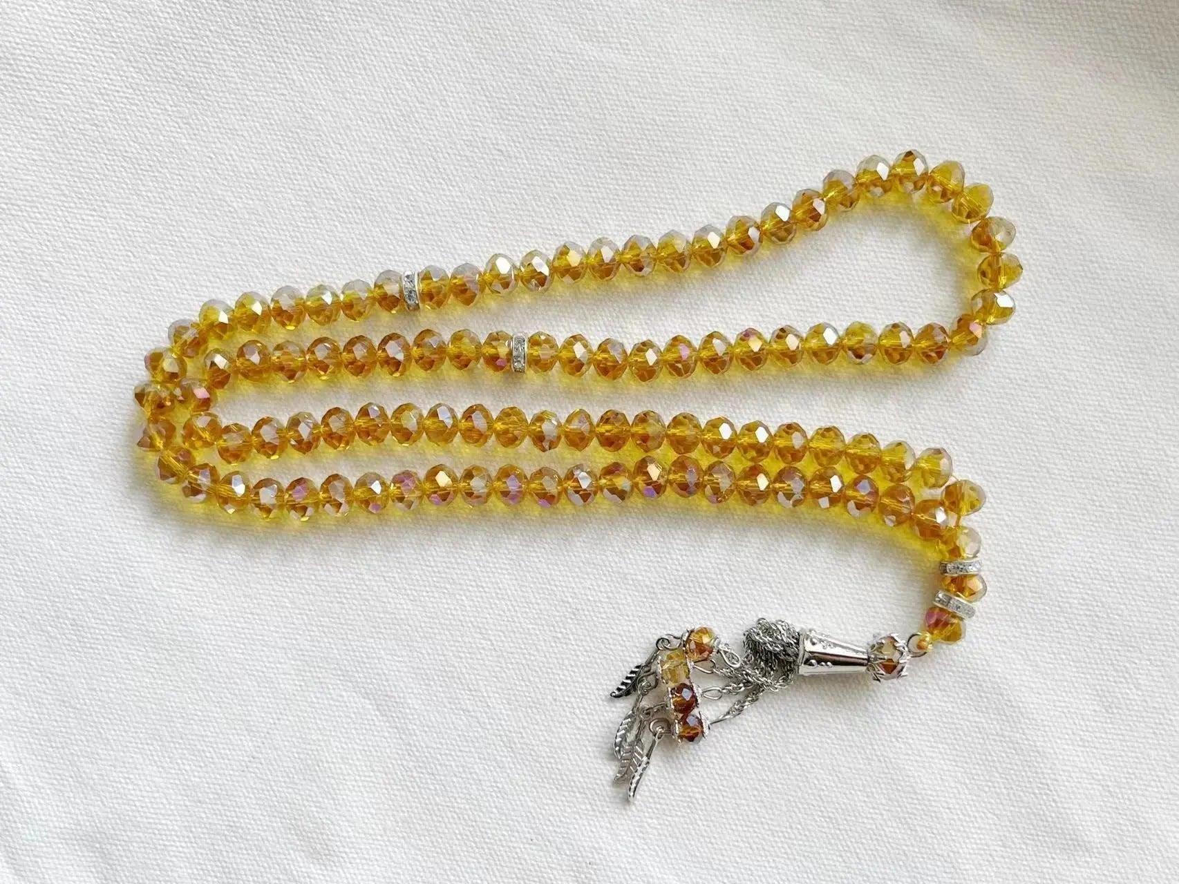 MR039 Crystal Glass Muslim Prayer Tasbeeh, 99pcs beads - Mariam's Collection