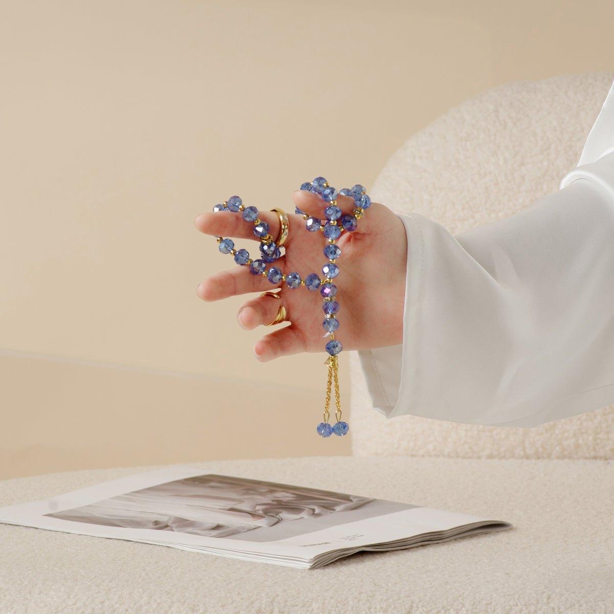 MR061 Crystal Glass Muslim Prayer Tasbeeh 33pcs beads - Mariam's Collection