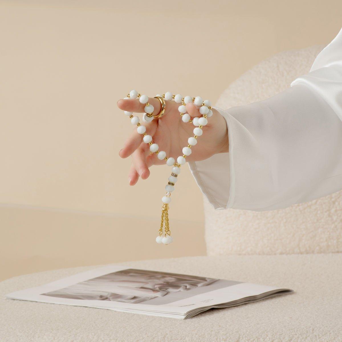 MR061 Crystal Glass Muslim Prayer Tasbeeh 33pcs beads - Mariam's Collection