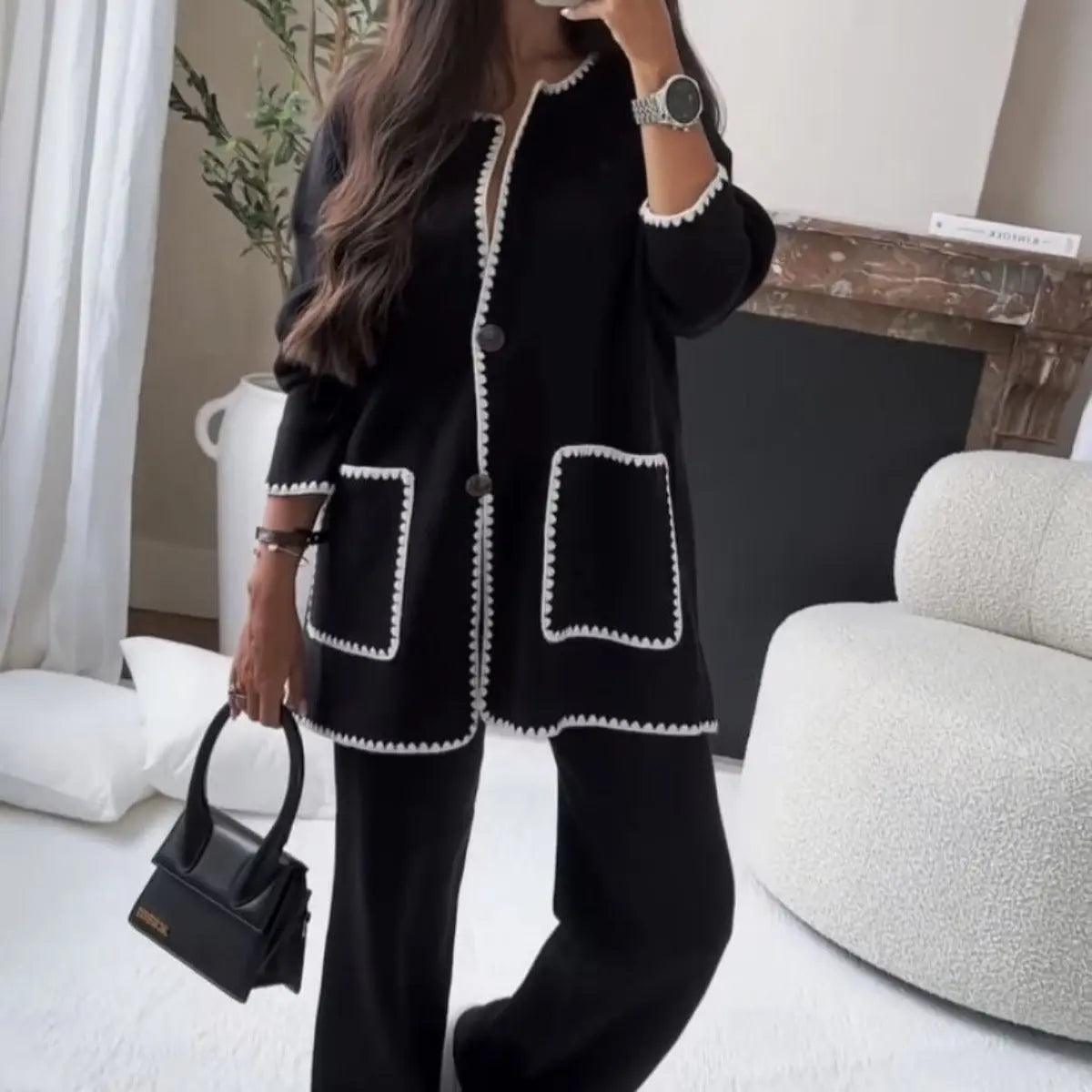MS004 Fall Chunky Knit Cardigan Sweaters Casual Open Front Set - Mariam's Collection