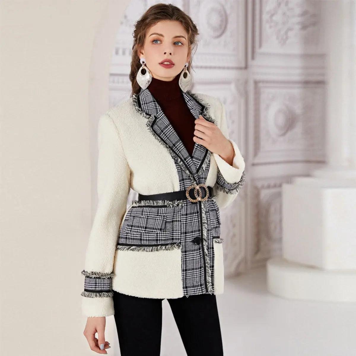 MS009 Lambswool Formal Suit Long Sleeve Blouse Coat - Mariam's Collection