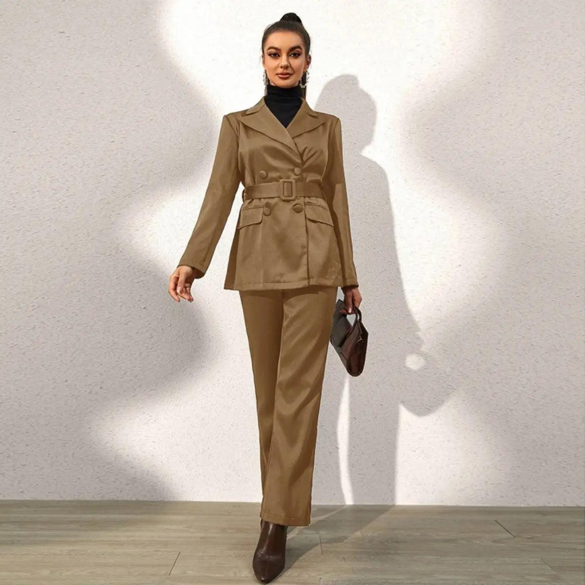 MS012 Formal Four Piece Office Lady Suit Set Work Blazer Jacket Pant - Mariam's Collection