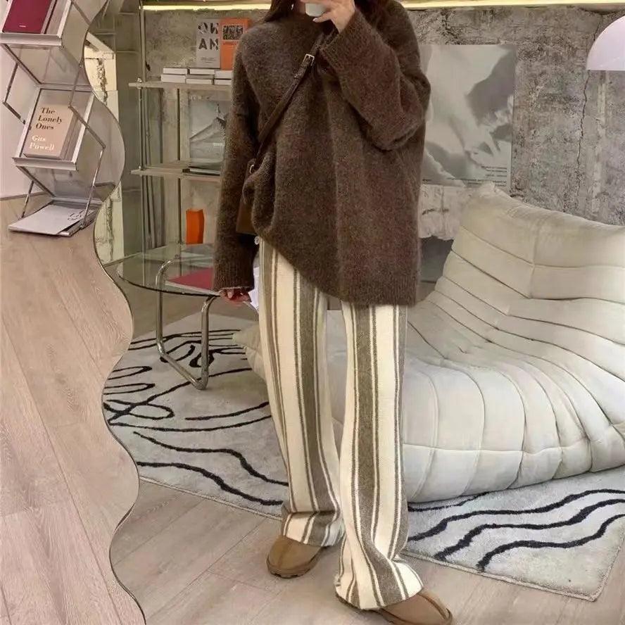 MS017 Vertical striped casual sweater pants - Mariam's Collection