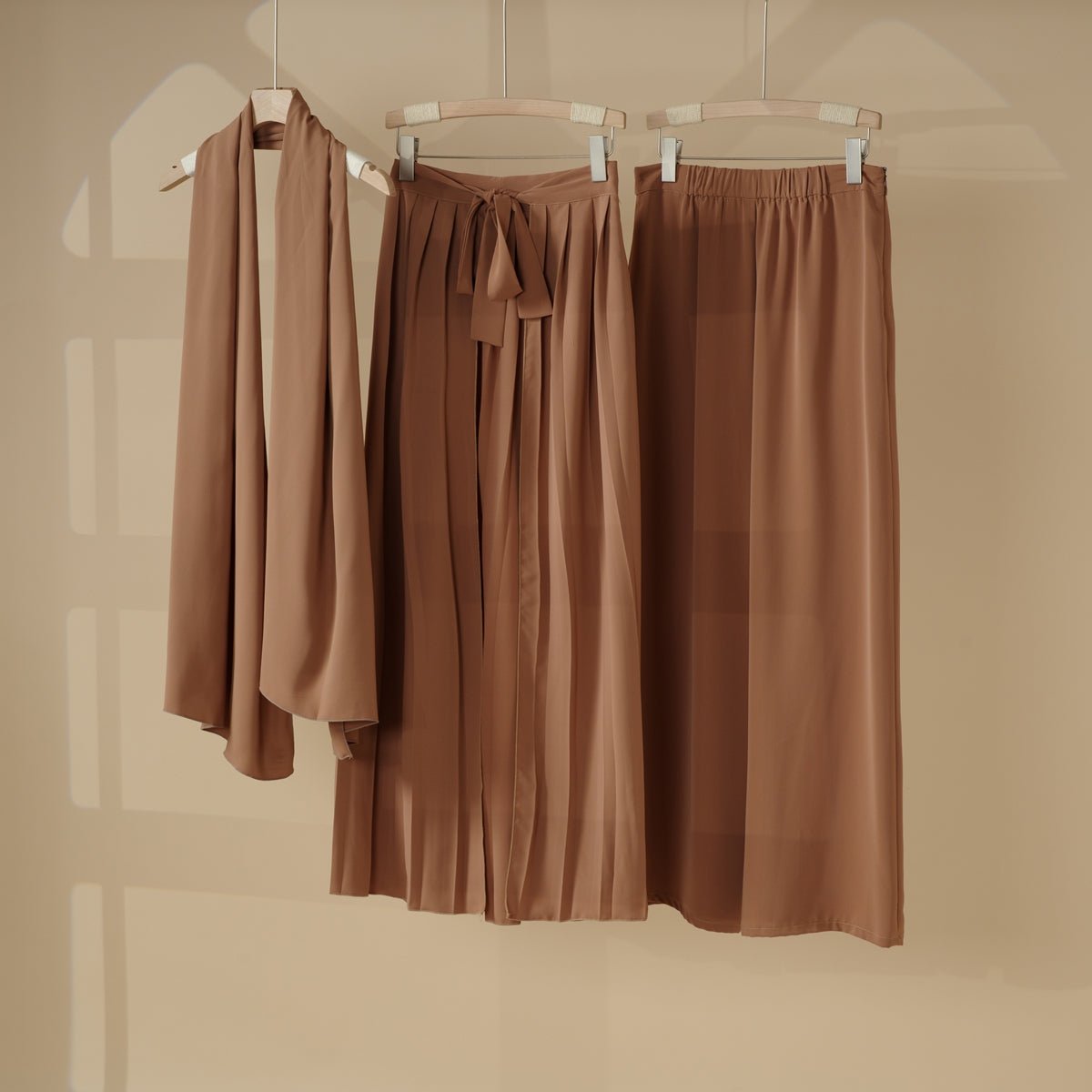 MS025 Pleated Overskirt Wide - Cut Pants Set 3 - Piece - Mariam's Collection