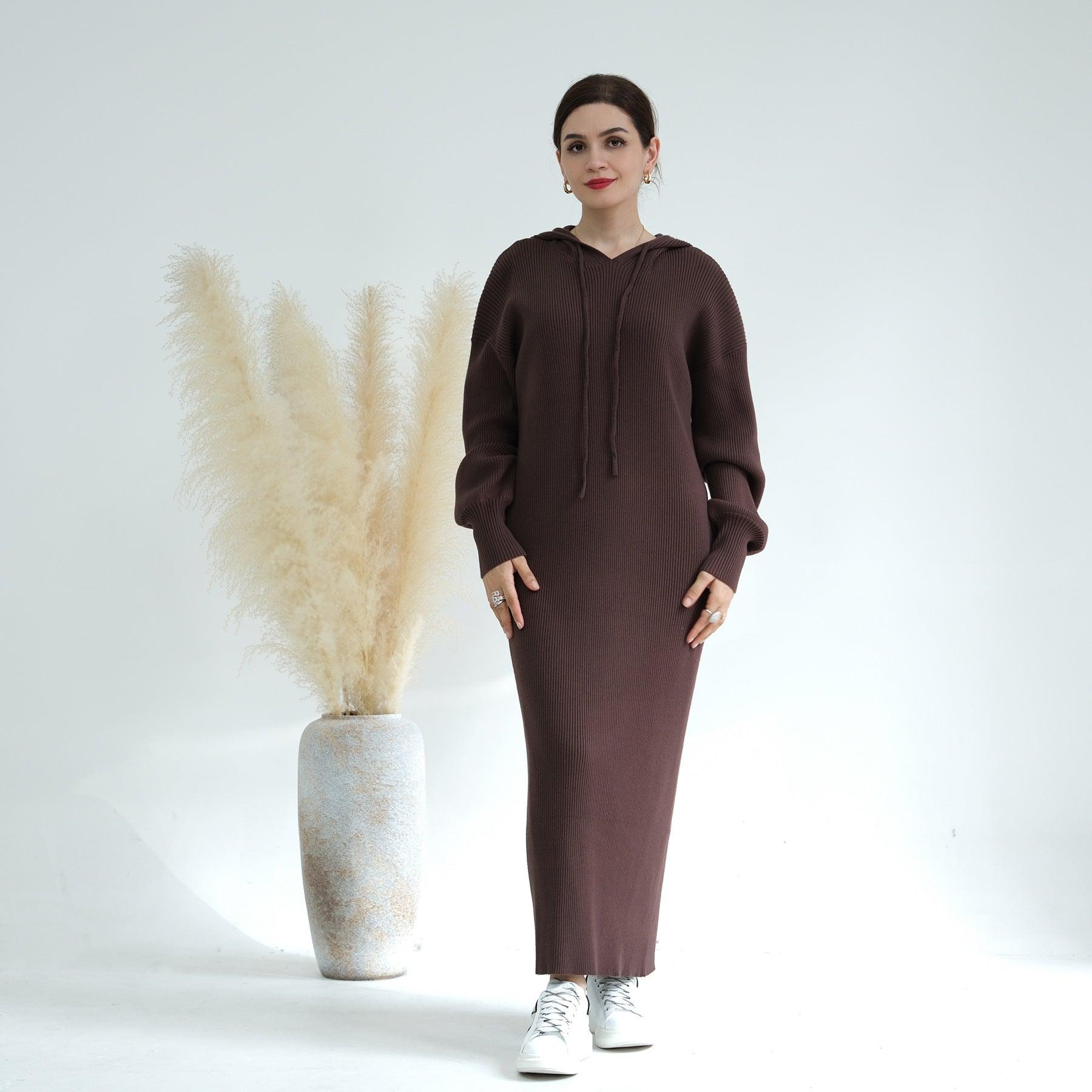 MS027 Winter Thickened Knit Loose Sweater Dress - Mariam's Collection Coffee / XL/XXL MS027 Winter Thickened Knit Loose Sweater Dress - Mariam's Collection Coffee / XL/XXL