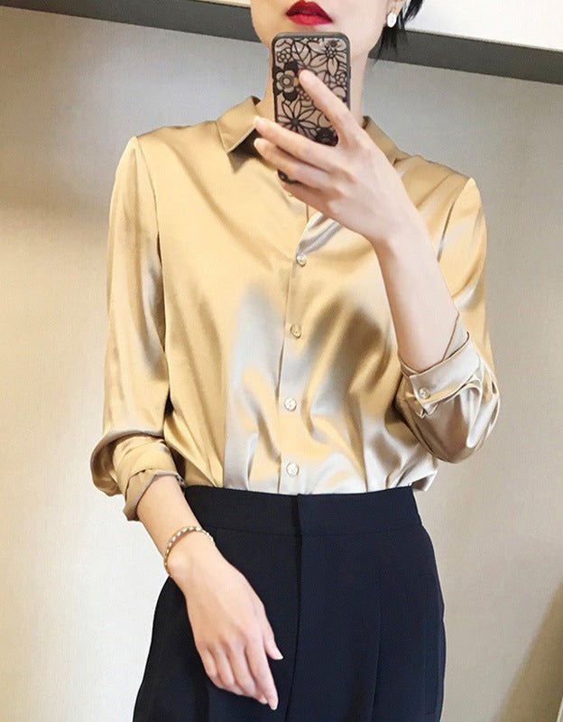 MS044 Commuter Satin Long Sleeve Shirt - Mariam's Collection