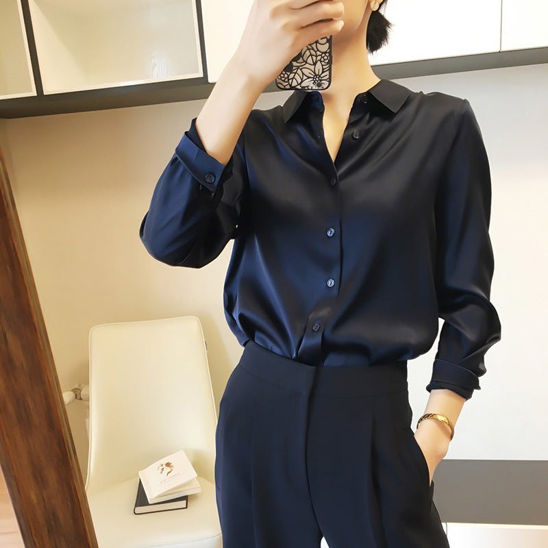 MS044 Commuter Satin Long Sleeve Shirt - Mariam's Collection