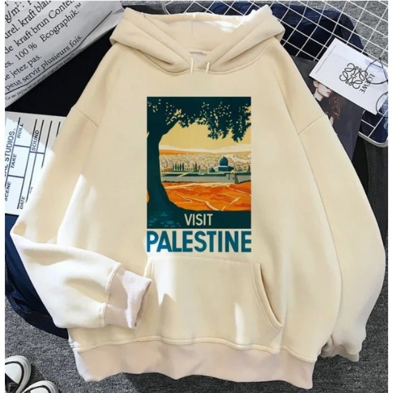 MT016 Free Palestine Printed Casual Thick Hoodie - Mariam's Collection