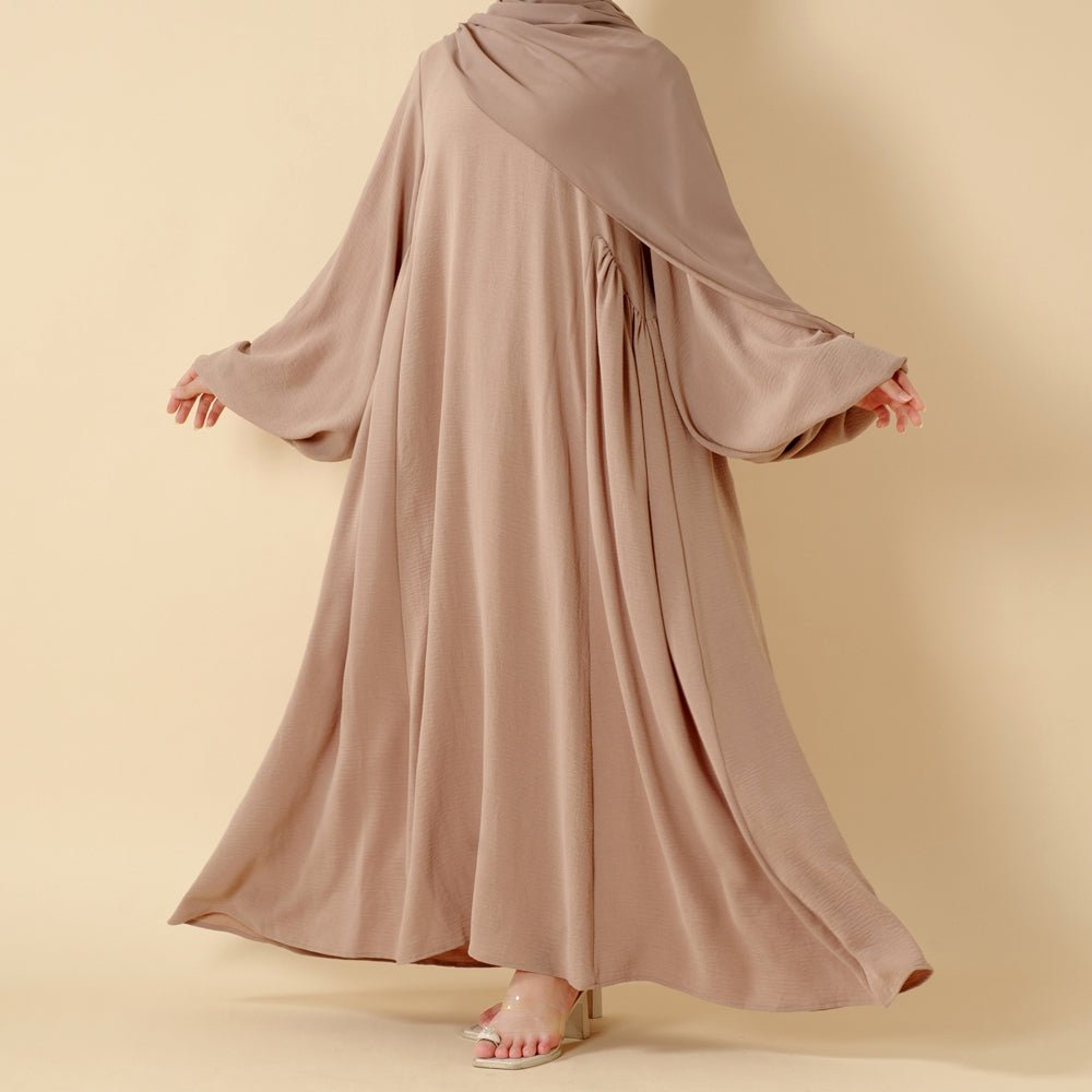 Must - Have Basics: Oversized Lantern Sleeves Crepe Abaya (MA190) - Mariam's Collection