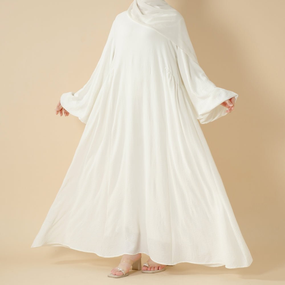Must - Have Basics: Oversized Lantern Sleeves Crepe Abaya (MA190) - Mariam's Collection